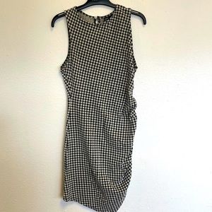 Zara Black and White Bodycon Dress with Ruching on side Size Medium